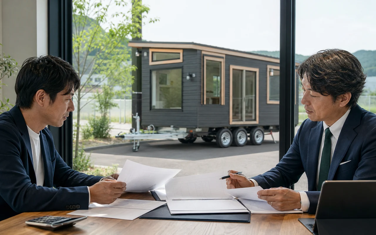 トレーラーハウスと建物の費用配分期間を比較する経営者